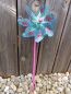 Preview: Windrad * 17 cm * Holzstil und -kugel handbemalt * Gartenstecker * Kinder * Deko * Blumen